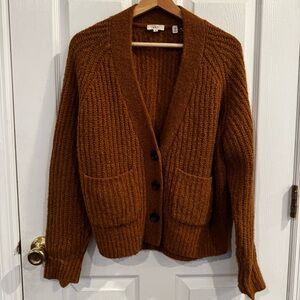 A.L.C. Brown Chunky Knit Cardigan Sweater Italian Alpaca Wool Blend - Small